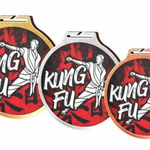 Ecologische Medaille Kung Fu-trofee met het woord kungfu.