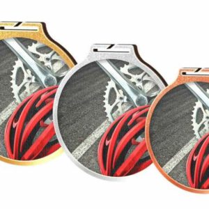 Ecologische Medaille Wielrennen met een fiets erop, 3 stuks.