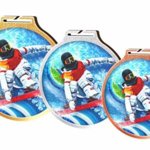 Drie Medaille Snowboarden, 3 stuks met snowboarder erop.